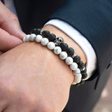 Inferno Charm: Skull & Lava Stone Stretch Bracelet for Bold Spirits