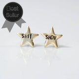 Hand Stamped Brass Shit Show Earrings - Perfect Gift for Her