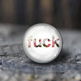 Floral Fuck Stud Earrings with White Background - Perfect Cuss Word Swear Word Accessory for Her