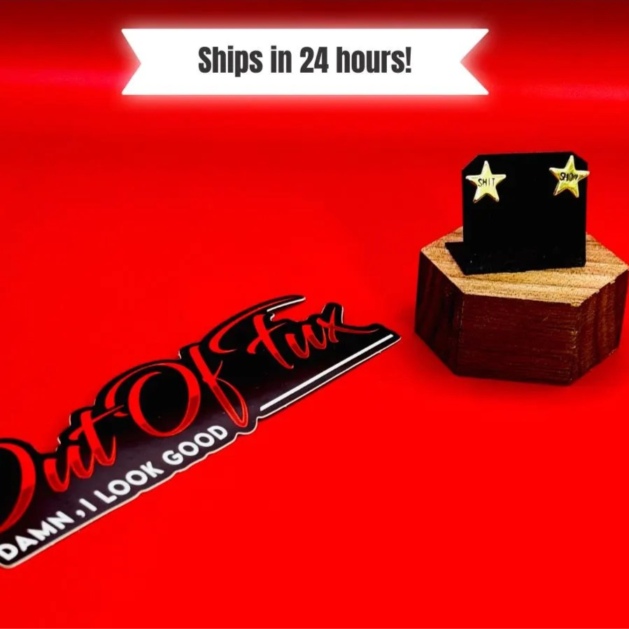 Shit Show Womens Stamped Brass Earrings for her reat gift for biker women punk goth style