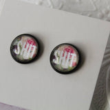 Black and Floral Shit Stud Earring - Dainty Cute and Fun - Not for Karens