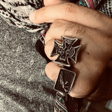 A2 Mens Titanium Sons of Anarchy Biker Rings - Biker Jewelry for Him - Cool Gifts for Motorcycle Enthusiast