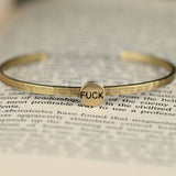Thin Brass Cuff w/ Stamped Brass Fuck