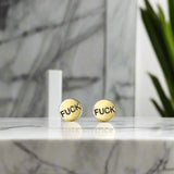 brass fuck earring stud for women for men unisex earring cute stud earrings high quality brass bachelorette gift feminine slut jewelry fashion jewelry for her earrings sexy minimalist simple stud hypoallergenic club divorcee mid life crisis gag gift white elephant inappropriate classy sassy discreet unconventional fast shipping free shipping gifts for her sister mom best friend bff awesome earrings profanity cunt unusual liberal