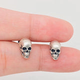 Punk Rock Jewelry Gothic Skull Earrings Sterling Silver Design Alternative Fashion Collection Biker Style Statement Piece Halloween Aesthetic Premium Metal Construction Anatomical Detail Dark Fashion Essential Quality Gift Set Collection