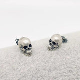 Sterling Silver Skull Earrings Gothic Style Collection Alternative Fashion Design Punk Rock Aesthetic Biker Statement Piece Halloween Jewelry Set Premium Metal Construction Anatomical Detail Dark Fashion Essential Quality Crafted Gift Set