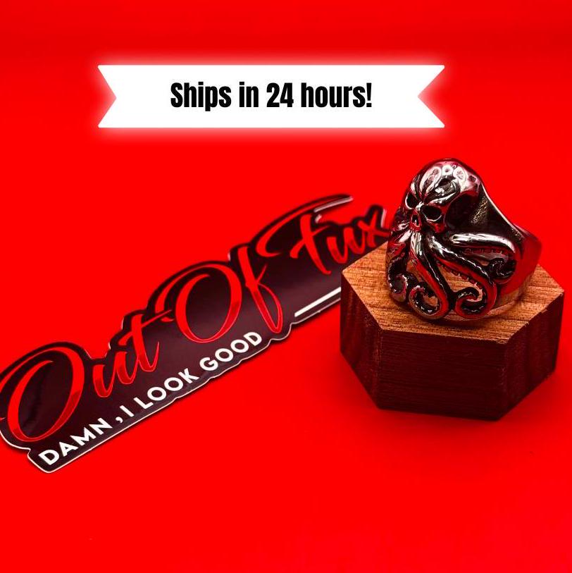 Bold Kraken Davey Jones Pirate Octopus Biker Ring - Stainless Steel Statement Band for Men