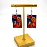 Funny Beer Earrings for Women Craft Jewelry Aluminum Hook Drink Accessory Pub Sign Acrylic Piece Festival Gift Brewery Charm Steel Hook
