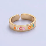 Fuck You Fuck Off Statement Rings - Colorful Inappropriate Jewelry for Her - Gold Silver Cuss Word Ring - Free Shipping