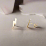 Lightning Bolt 18K Stud Post Earrings - Pretty Stud Earrings for Her - Dainty and Small - High Quality