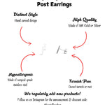 Lightning Bolt 18K Stud Post Earrings - Pretty Stud Earrings for Her - Dainty and Small - High Quality