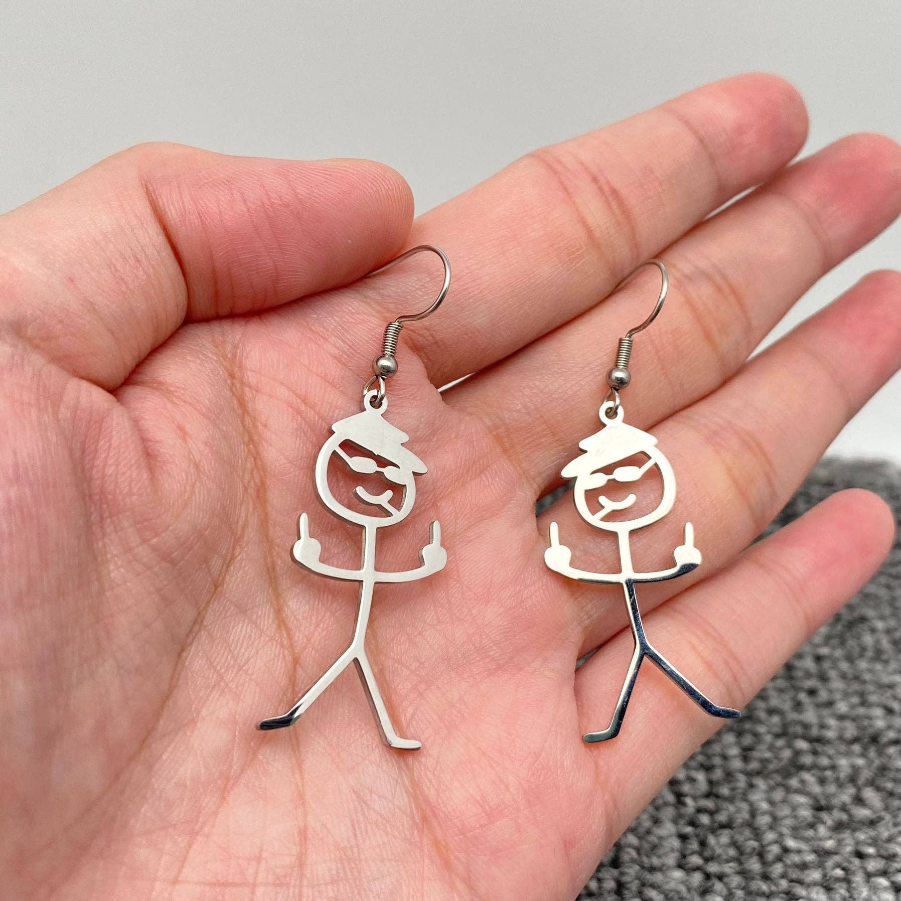 Stick Figure F*** You Dangle Earring