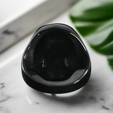 Men's Black Skull Ring with Red Cubic Zirconia Eyes - Bold Biker Ring - Perfect Gift for Him