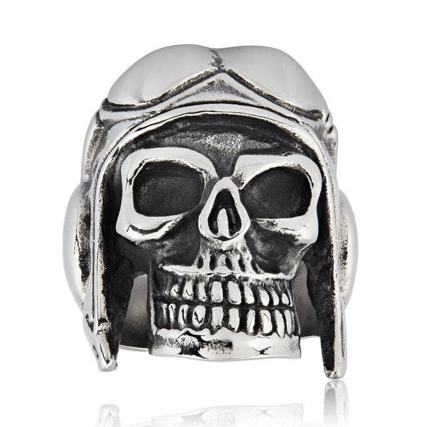Mens Biker Ring Aviator Pilot Skull Statement Ring Harley Davidson Gifts Retro Style for Him Antique Large Guy Ring