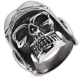 Mens Biker Ring Aviator Pilot Skull Statement Ring Harley Davidson Gifts Retro Style for Him Antique Large Guy Ring