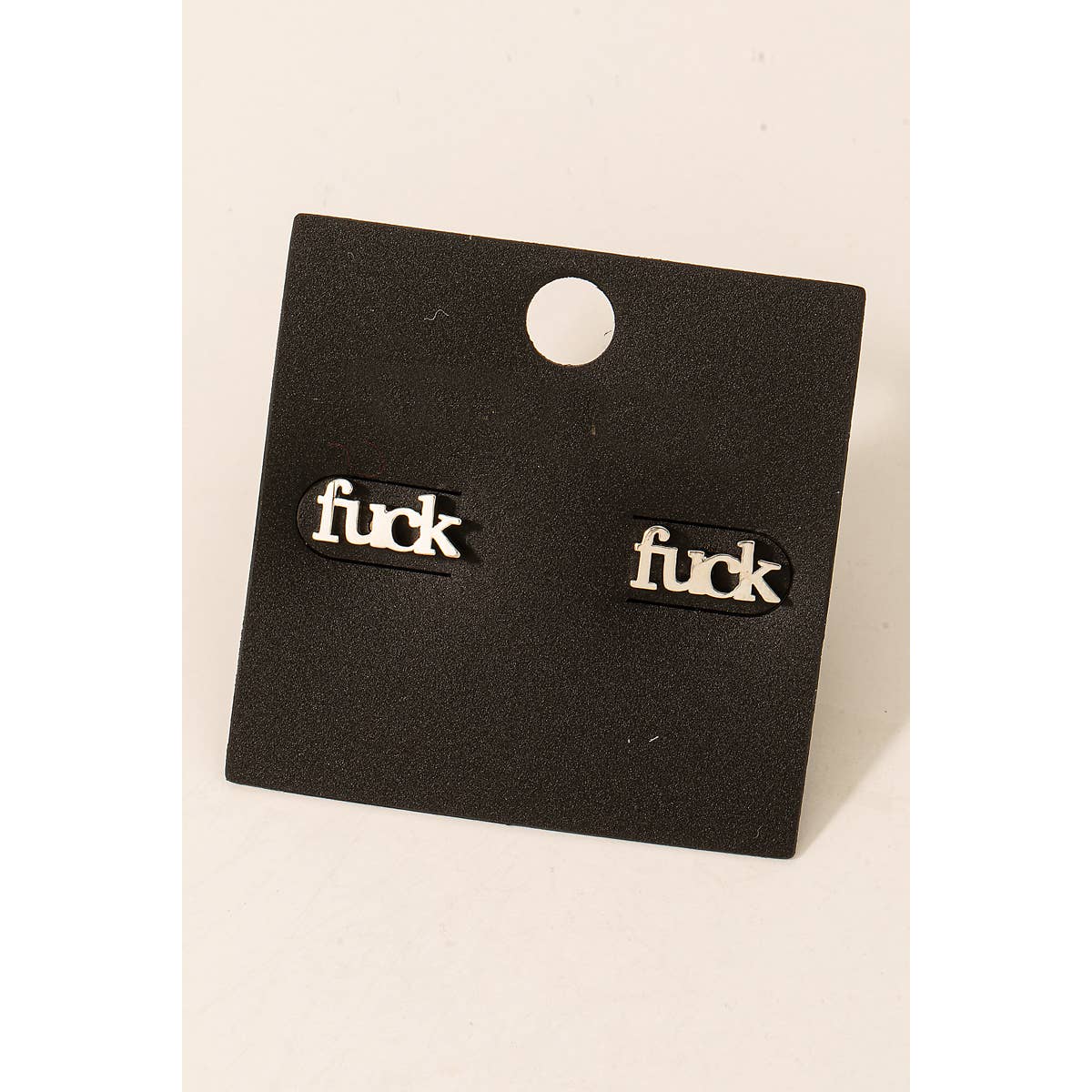 Pretty Studs Mini Fuck Stud Earrings Block Script Earrings in Gold and Silver - Badass Women's Jewelry