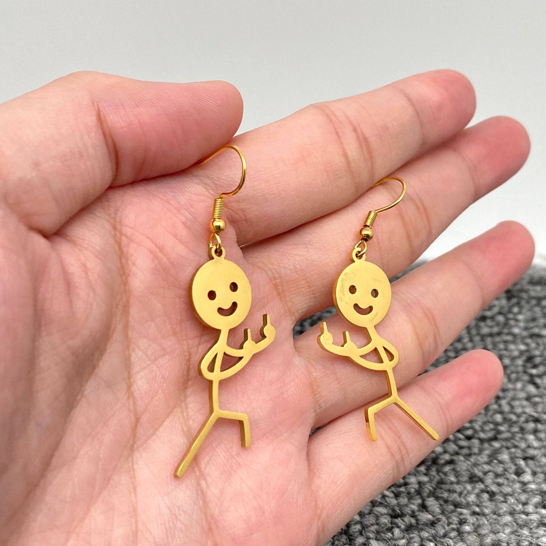 Stick Figure F*** You Dangle Earring
