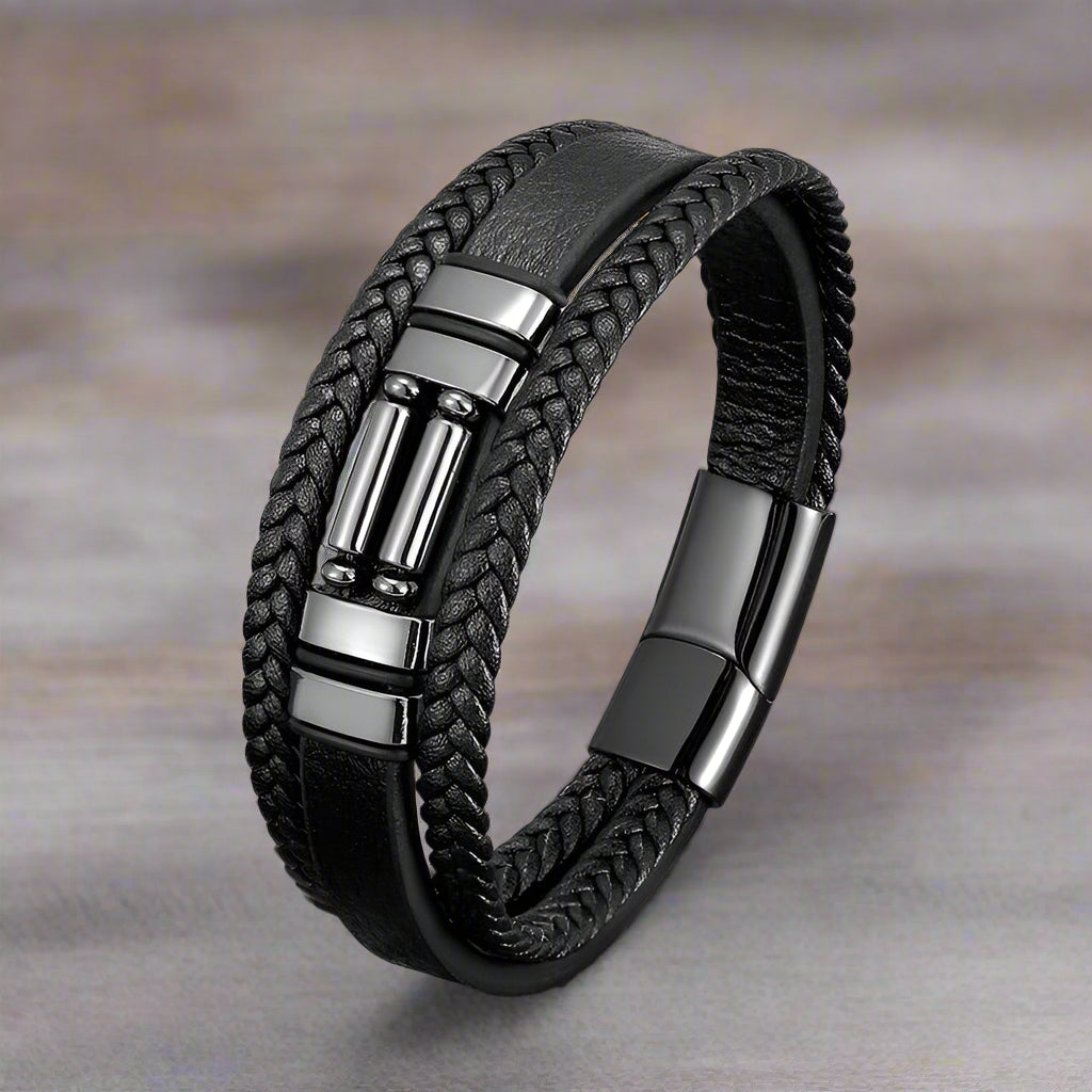 mens leather braided bracelet
