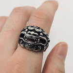 mens lionshead tribal vintage motorcycle ring for him heavy duty high quality stainless steel silver biker ring high quality titanium tarnish proof water proof ring for dad perfect fathers day gift