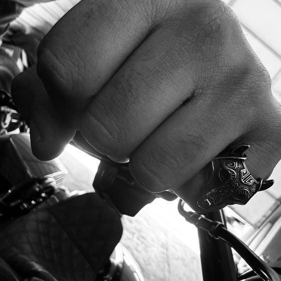Mens Biker Rings HD MC Biker Motorcycle Mens Rings Gifts for Him Punk Alternative Motorcycle Rings for Men Jewelry mens fashion rings rings for him gifts for biker rocker high quality biker ring variety motorcycle club style biker moto motobike mc club hells angels mens bands rings for him sterling silver titanium thick bands large size rings gold dark silver black silver harley davidson motor company harley biker celtic viking mask warrior barbarian durable high quality Wolf Rune Mask Mythical