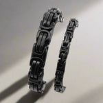 Men's Black Byzantine Bracelet Biker Gifts Men's Gifts Punk & Rock Style Black Mens Bracelet High Quality Durable Bold Fast Free Shipping