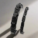 Men's Black Byzantine Bracelet Biker Gifts Men's Gifts Punk & Rock Style Black Mens Bracelet High Quality Durable Bold Fast Free Shipping