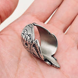 Men's Daring Silver Biker Ring with Hawk Moth Butterfly Design – Bold Statement for Risk-Takers