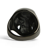 Men's Black Skull Ring with Red Cubic Zirconia Eyes - Bold Biker Ring - Perfect Gift for Him