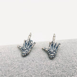 S925 Sterling Silver Skull Hand Stud Earrings - Bold & Edgy Statement Jewelry