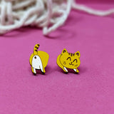 Cat Butt Wood Earrings