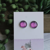 Neon Purple Sign Fuck Earring Resin Top with Hypoallergenic Backing - Perfect Gift for Her
