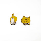 Cat Butt Wood Earrings