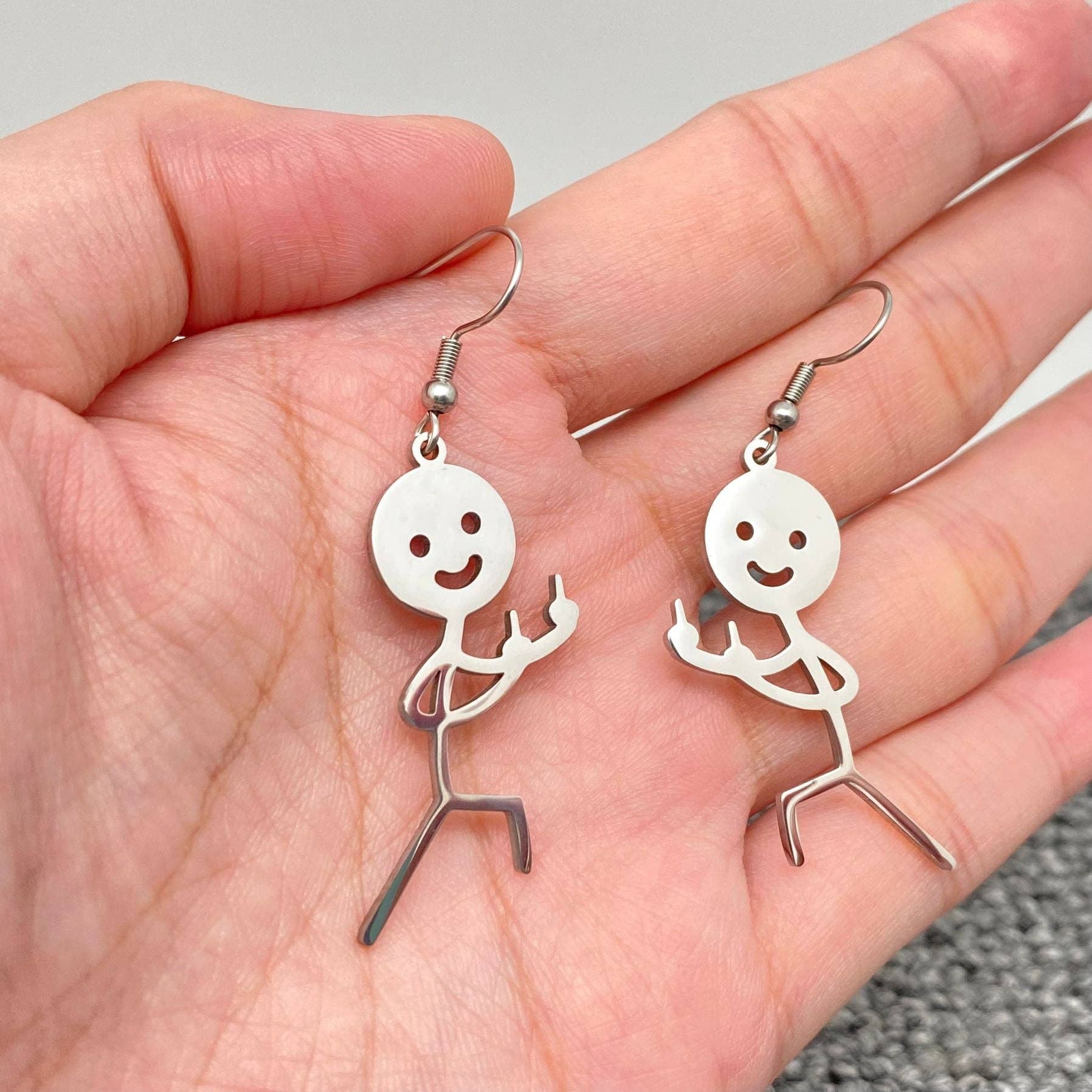 Stick Figure F*** You Dangle Earring