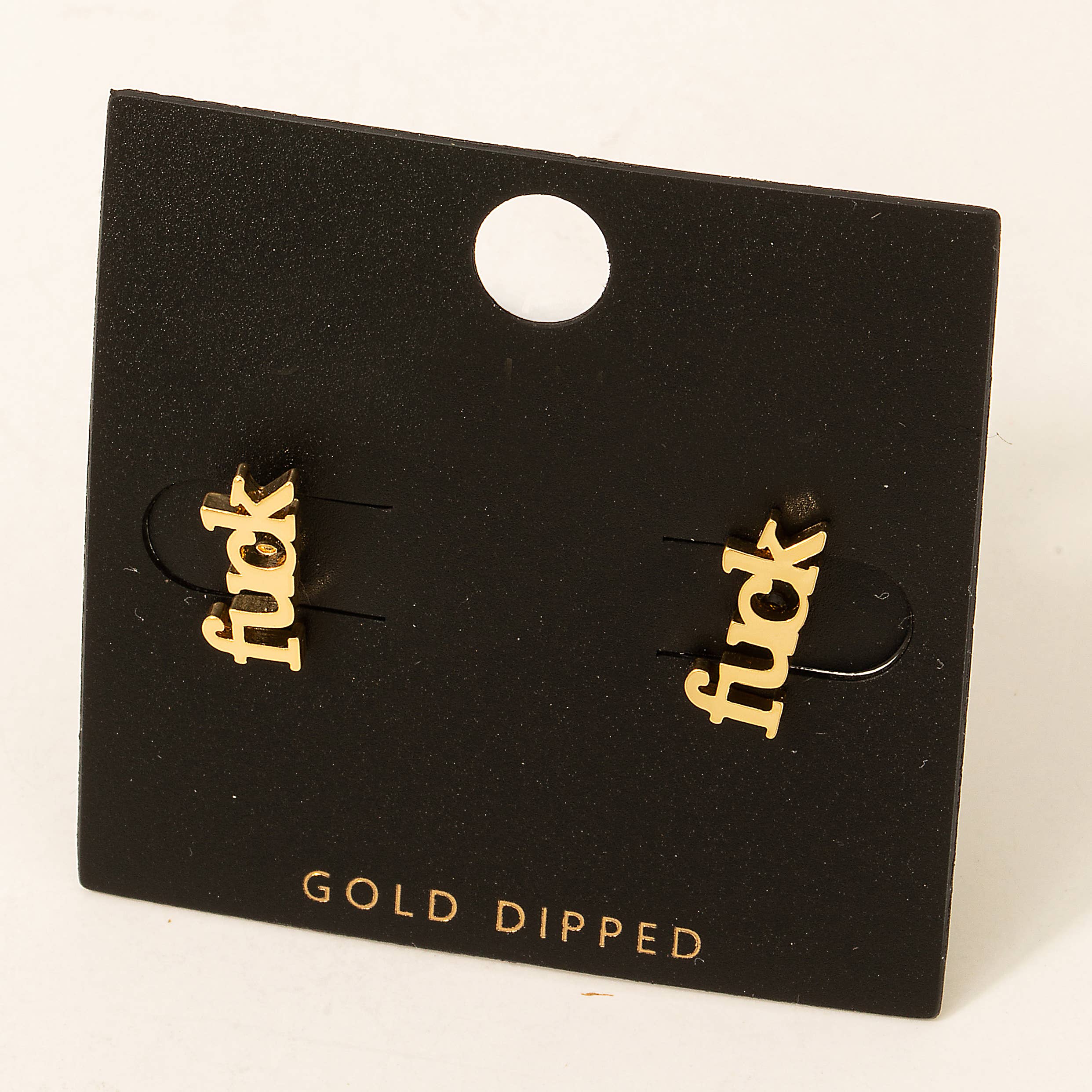 Pretty Studs Mini Fuck Stud Earrings Block Script Earrings in Gold and Silver - Badass Women's Jewelry