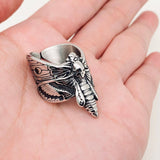 Men's Daring Silver Biker Ring with Hawk Moth Butterfly Design – Bold Statement for Risk-Takers