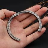 Vintage Rune Bracelet - Antique Silver Cuff for Men & Women, Viking Celtic Biker Jewelry, High-Quality Stainless Steel