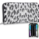 Sparkling Animal Print Accordion Wallet-White