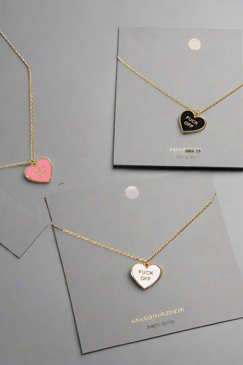 Alternative Statement Necklace Candy Heart Gold Plated Steel Studs Punk Rock Style Jewelry Modern Fashion Accessory Edgy Design Collection Rebel Style Statement Piece Unique Gift Idea Feminist Fashion Essential Bold Fashion Statement Contemporary