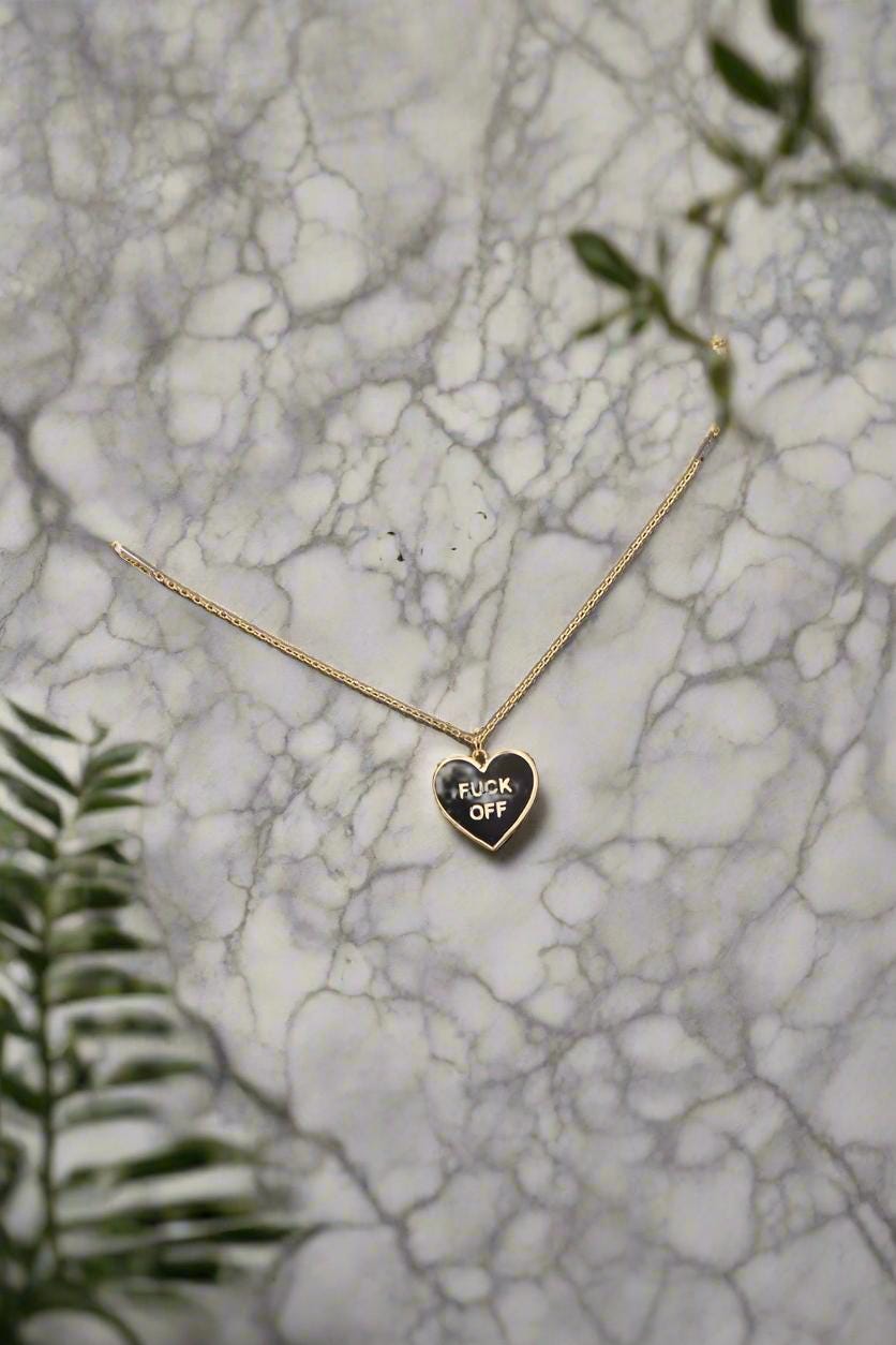 Alternative Statement Necklace Candy Heart Gold Plated Steel Studs Punk Rock Style Jewelry Modern Fashion Accessory Edgy Design Collection Rebel Style Statement Piece Unique Gift Idea Feminist Fashion Essential Bold Fashion Statement Contemporary