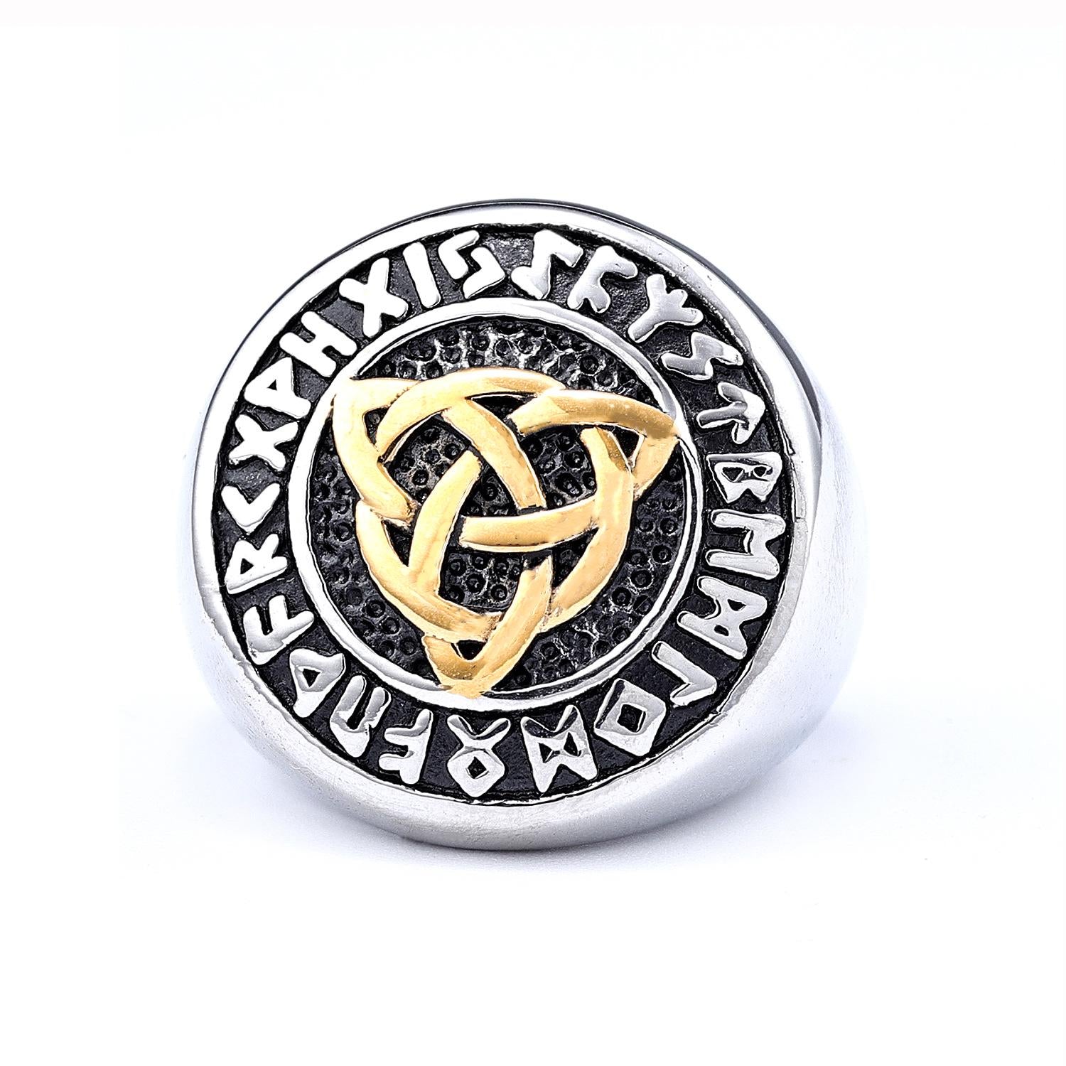 Celtic Viking Rune Biker Ring, Silver and Gold Motorcycle Ring, Mens Jewelry, Fashion Accessories, Punk Style Jewelry, Antique Vintage Ring, Motorcycle Ring for Men, Unique Mens Rings , Rune Jewelry biker ring club style motorcycle club MC HD harley davidson rock heavy metal gothic goth gifts for dad gifts for boyfriend husband brother rune irish scottish celtic design rune design vintage style