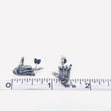 sterling silver skeleton skull hand stud earrings hypoallergenic fuck you flipping off funny sassy profanity high quality free shipping playful unique traditional jewelry intricate detailing edgy skull bones bold touch make a statement individuality hypoallergenic sterling silver high quality handmade punk gothic jewelry rebellious accessories alternative fashion statement earrings bold jewelry unique earrings sterling silver earrings sassy stud earrings bold statement jewelry