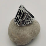 flip off middle finger ring stainless steel statement piece bold and enduring rebellious spirit rugged durability edgy style bikers motorcycle riders rock punk goth fashion big chunky ring eye-catching design substantial jewelry provocative touch unisex appeal versatile jewelry collection withstands test of time resilient and striking individuality strength leather jacket rock band t-shirt goth-inspired attire unique style concert open road everyday statement accessory handcrafted