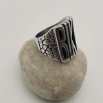 flip off middle finger ring stainless steel statement piece bold and enduring rebellious spirit rugged durability edgy style bikers motorcycle riders rock punk goth fashion big chunky ring eye-catching design substantial jewelry provocative touch unisex appeal versatile jewelry collection withstands test of time resilient and striking individuality strength leather jacket rock band t-shirt goth-inspired attire unique style concert open road everyday statement accessory handcrafted