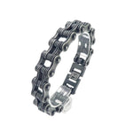 Stainless Steel Motorcycle Bracelet Black Chain Design Biker Collection Premium Construction Quality Leather Band Detail Industrial Style Accessory Perfect Gift For Mechanic Father Day Present Metal Head Fashion Statement Daily Wear