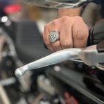 Celtic Viking Rune Biker Ring, Silver and Gold Motorcycle Ring, Mens Jewelry, Fashion Accessories, Punk Style Jewelry, Antique Vintage Ring, Motorcycle Ring for Men, Unique Mens Rings , Rune Jewelry biker ring club style motorcycle club MC HD harley davidson rock heavy metal gothic goth gifts for dad gifts for boyfriend husband brother rune irish scottish celtic design rune design vintage style