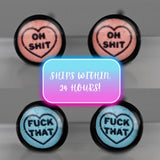 fuck that oh shit swear word cuss word earrings resin handmade stainless steel hypoallergenic womens jewelry womens earrings sassy rebellious bold statement classy inappropriate subtle fashion jewelry for her gifts for her dainty earrings demure earrings earrings for mom sister bachelorette party best friend BFF gift galentine day valentines day birthday