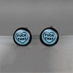 fuck that oh shit swear word cuss word earrings resin handmade stainless steel hypoallergenic womens jewelry womens earrings sassy rebellious bold statement classy inappropriate subtle fashion jewelry for her gifts for her dainty earrings demure earrings earrings for mom sister bachelorette party best friend BFF gift galentine day valentines day birthday