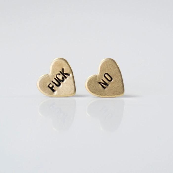 Cuss Word Dainty Hand Stamped Brass Earrings - Swear Word Fuck Earrings Perfect for Her - Handmade Gifts for Bachelorette - Free Shipping