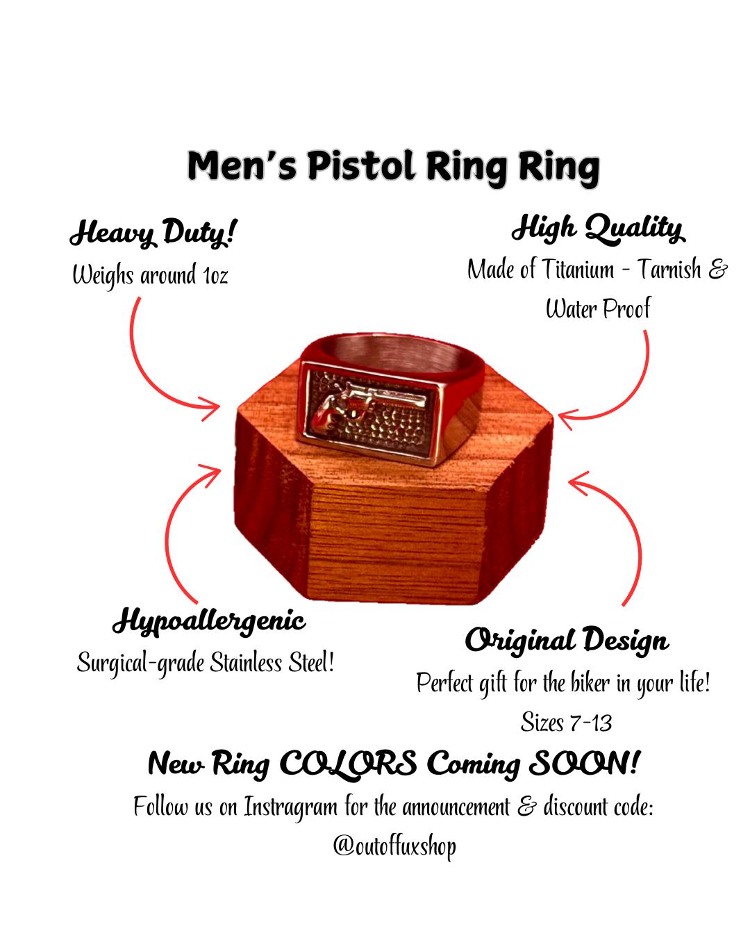 Bold Pistol Revolver Design Stainless Steel Motorcycle Ring Unisex Ring - High Quality Stainless Steel Ring