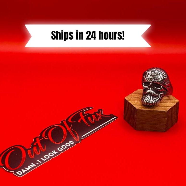 Viking Skull Stainless Steel Ring with Bandana Design